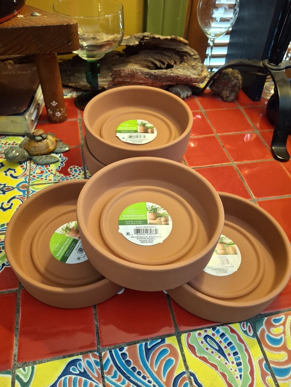 Terracotta Plant Saucers Deep Sides 5 NEW For 6" Planters 5.6in Dia X 1.6" H - Picture 7 of 7